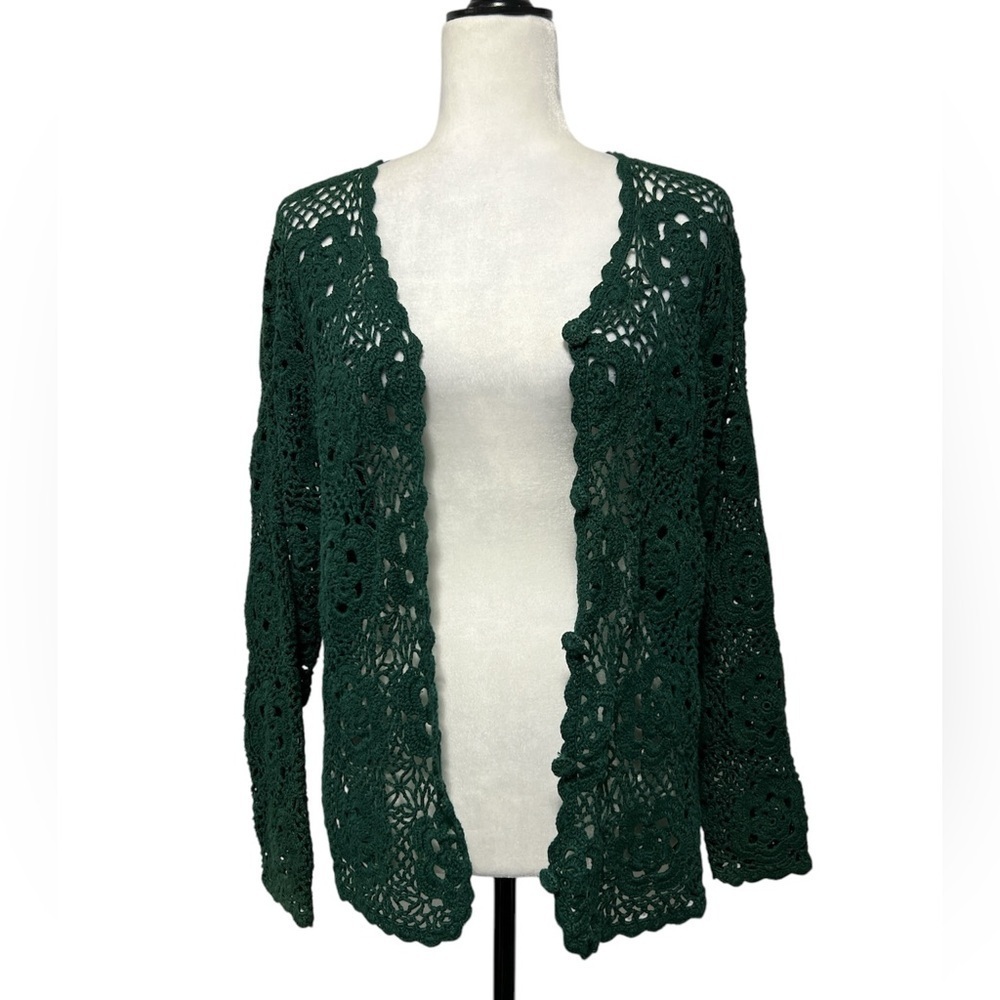 Vintage Secret Ingredient Floral Crochet Button Down Cardigan Sweater